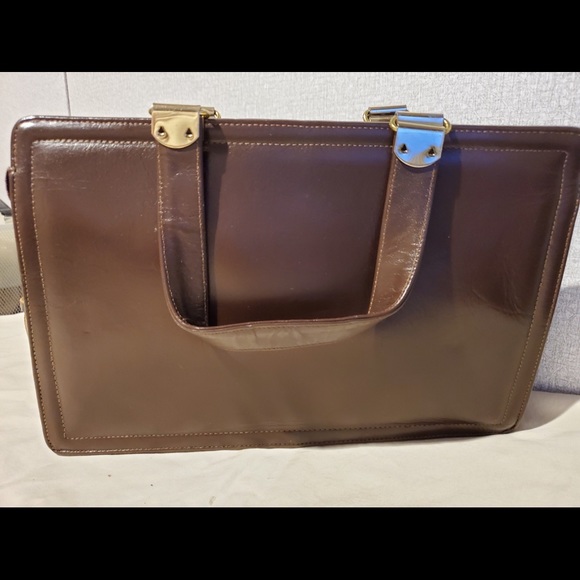 BLOCK BROWN LEATHER HANDBAG - Picture 3 of 12